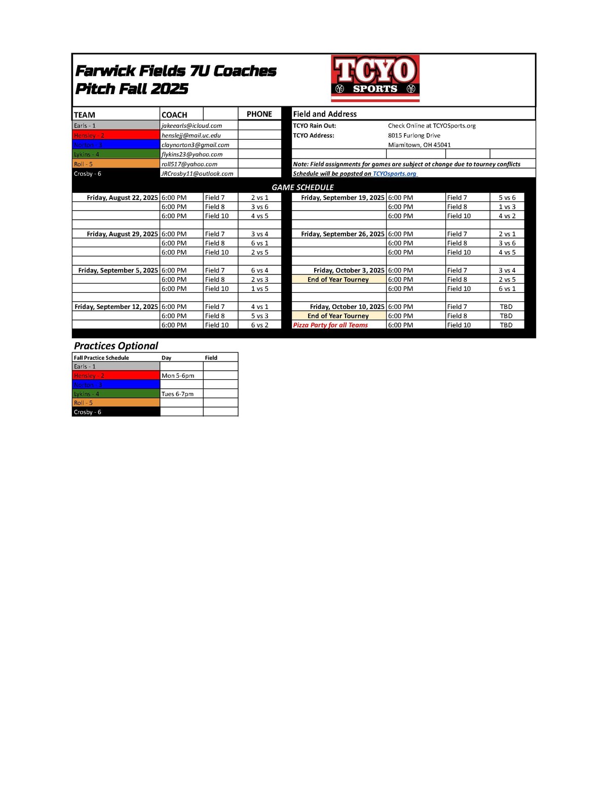 7u Schedule